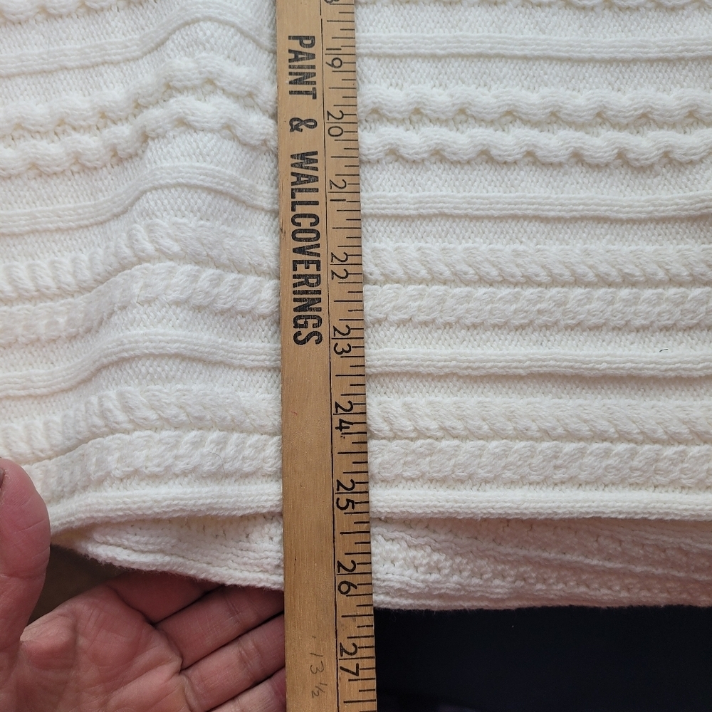 Cabi ivory cable knit V neck poncho fisherman quiet luxury neutral festival OS - Picture 7 of 10